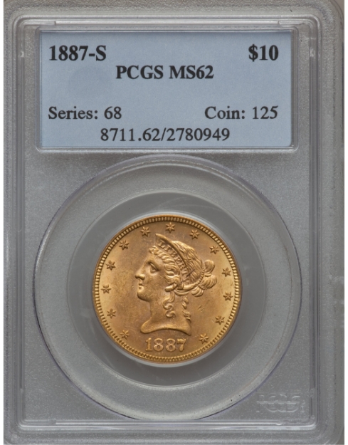 1887S $10 Liberty Eagle MS62